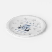 A New Chapter Begins, Blue Bow Winter Baby Shower ペーパープレート (アングル)