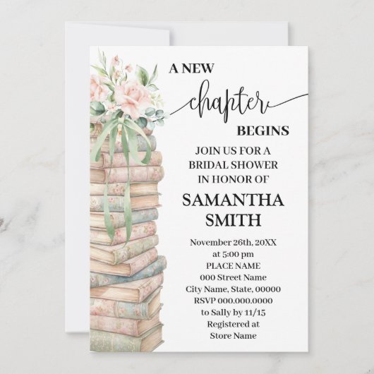 A New Chapter Begins Boho Chic Bridal Shower 招待状 (正面)