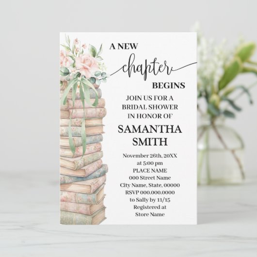 A New Chapter Begins Boho Chic Bridal Shower 招待状 (スタンド正面)