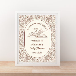 A New Chapter Begins Book Baby Shower Welcome ポスター