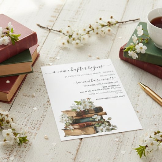 A new Chapter Begins Book Bridal shower 招待状