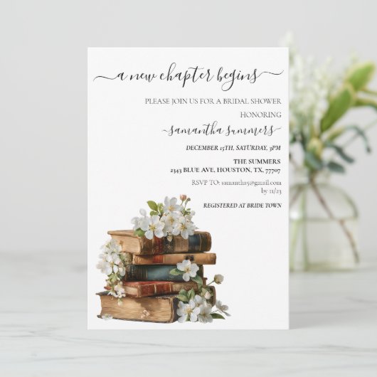 A new Chapter Begins Book Bridal shower 招待状 (スタンド正面)