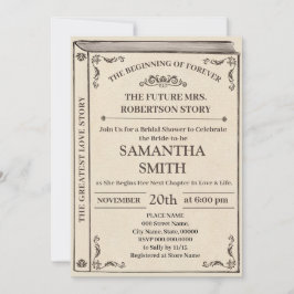 A New Chapter Begins Book Lover Bridal Shower Inv 招待状