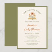 A New Chapter Begins - Book Theme Baby Shower 招待状 (正面/裏面)