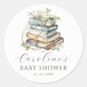 A New Chapter Begins Books Baby Shower Sticker ラウンドシール (正面)