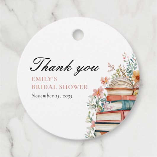 A New Chapter Begins Books Bridal Shower フェイバータグ (正面)