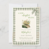 A New Chapter Begins Books Floral Baby Shower 招待状 (正面)