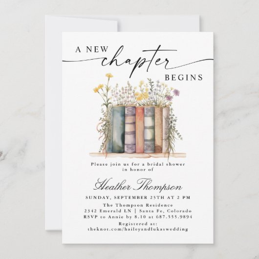 A New Chapter Begins Bridal Shower 招待状 (正面)