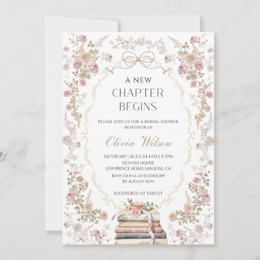 A New Chapter Begins Bridal Shower Party 招待状 (正面)