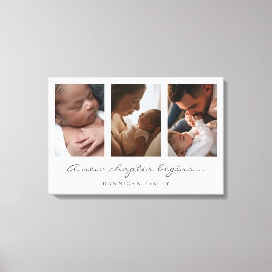 A New Chapter Begins Family Multi Photo Script キャンバスプリント (正面)