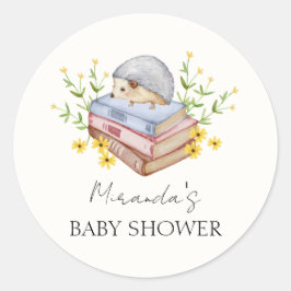 A New Chapter Begins Floral Hedgehog Baby Shower  ラウンドシール