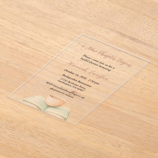 A New Chapter Begins Invitation, Bridal Shower アクリル招待状 (レイダウン)