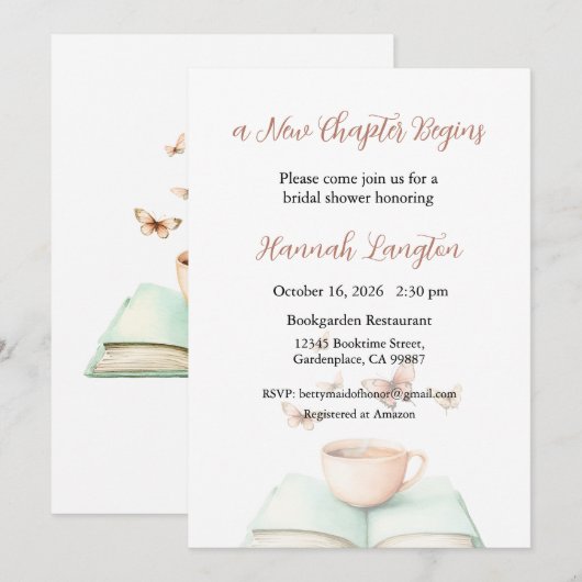 A New Chapter Begins Invitation, Bridal Shower 招待状 (正面/裏面)