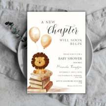 A New Chapter Begins Lion Balloon Baby Shower 