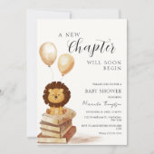 A New Chapter Begins Lion Balloon Baby Shower  招待状 (正面)