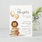 A New Chapter Begins Lion Balloon Baby Shower  招待状 (スタンド正面)
