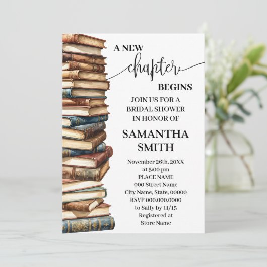 A New Chapter Begins Minimalist Bridal Shower 招待状 (スタンド正面)