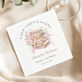 A New Chapter Begins Pink Book Baby Shower Napkin スタンダードランチョンナプキン