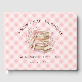 A New Chapter Begins Pink Bow Books Baby Shower ゲストブック