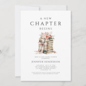 A New Chapter Begins Pink Bow Books Baby Shower 招待状 (正面)