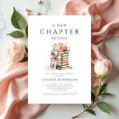 A New Chapter Begins Pink Bow Books Baby Shower 招待状