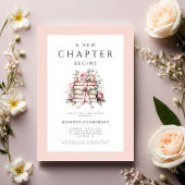 A New Chapter Begins Pink Bow Books Baby Shower 招待状