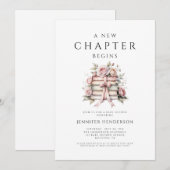 A New Chapter Begins Pink Bow Books Baby Shower 招待状 (正面/裏面)