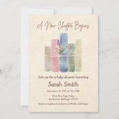 A New Chapter Begins - Plain Back Baby Shower 招待状 (正面)