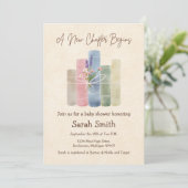 A New Chapter Begins - Plain Back Baby Shower 招待状 (スタンド正面)