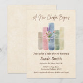 A New Chapter Begins - Plain Back Baby Shower 招待状 (正面/裏面)