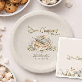 A New Chapter Begins Rustic Book Theme Baby Shower ペーパープレート