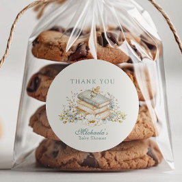 A New Chapter Begins Rustic Book Theme Baby Shower ラウンドシール