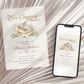 A New Chapter Begins Rustic Book Theme Baby Shower 招待状