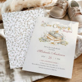 A New Chapter Begins Rustic Book Theme Baby Shower 招待状