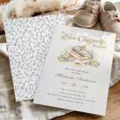 A New Chapter Begins Rustic Book Theme Baby Shower 招待状