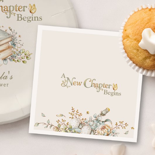 A New Chapter Begins Rustic Botanicals Baby Shower スタンダードカクテルナプキン