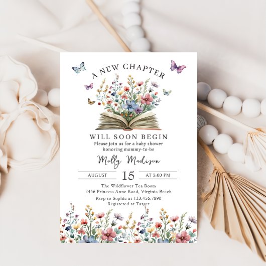 A New Chapter Begins Storybook Baby Shower 招待状