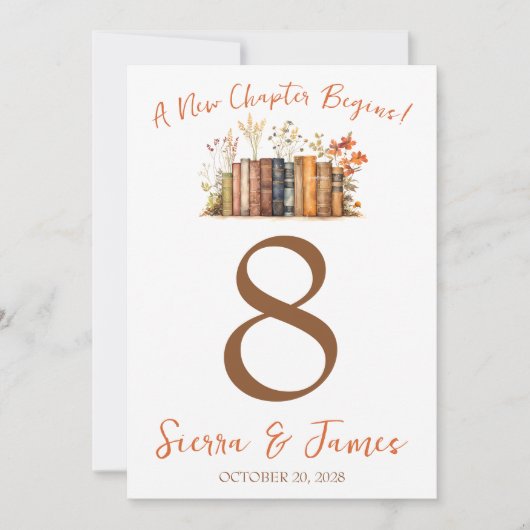 A New Chapter Begins! Wedding Table Number Signs 招待状 (正面)