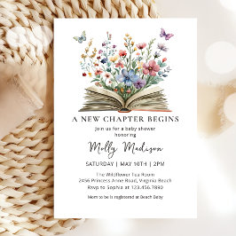 A New Chapter Begins Wildflower Baby Shower 招待状