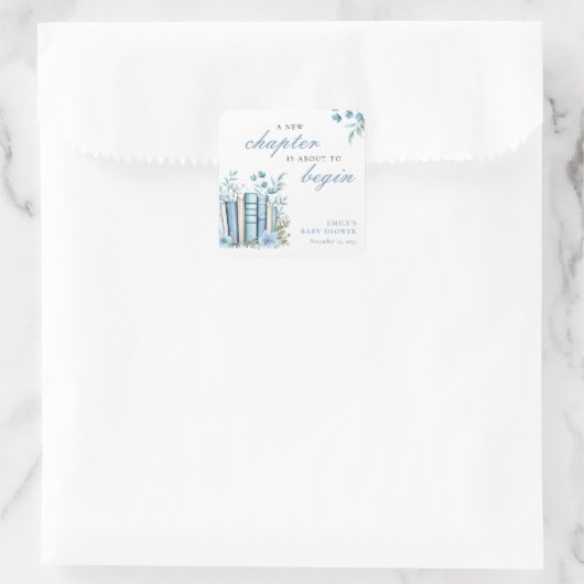 A New Chapter Blue Baby Shower スクエアシール (バッグ)