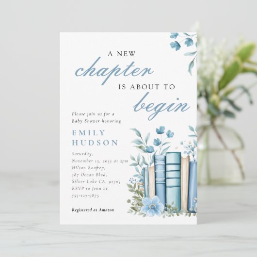 A New Chapter Blue Baby Shower 招待状 (スタンド正面)
