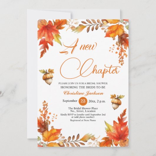 A new Chapter Boho Floral QR Code Bridal Shower  招待状 (正面)