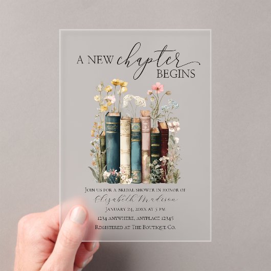 A New Chapter Bridal Shower Acrylic Invitation アクリル招待状 (インサイチュ (ポータブル))