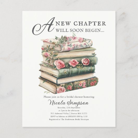 A New Chapter Bridal Shower Budget Invitation (正面)