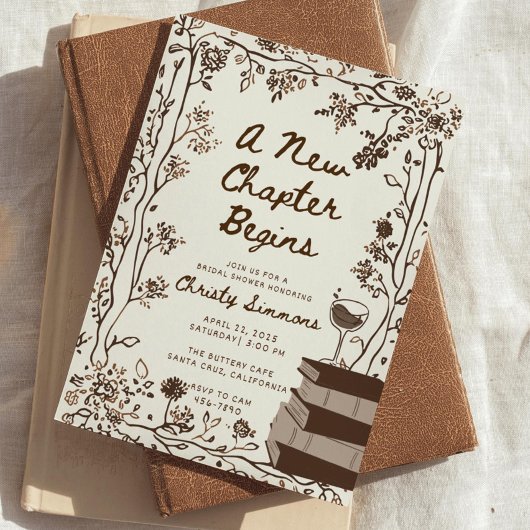 A New Chapter Bridal Shower Invite | Book Themed  招待状