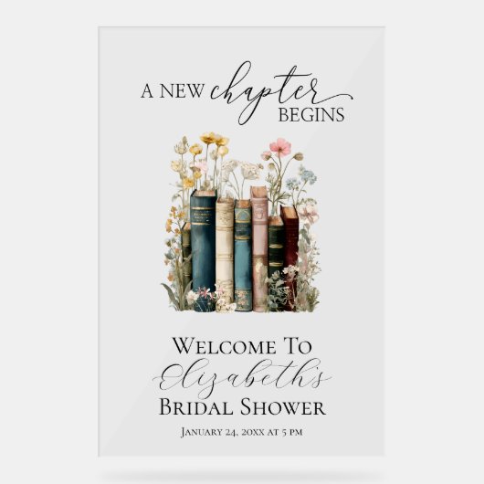 A New Chapter Bridal Shower Welcome Sign アクリルサイン (正面)
