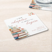 A New Chapter Floral Baby Shower スクエアペーパーコースター (アングル)