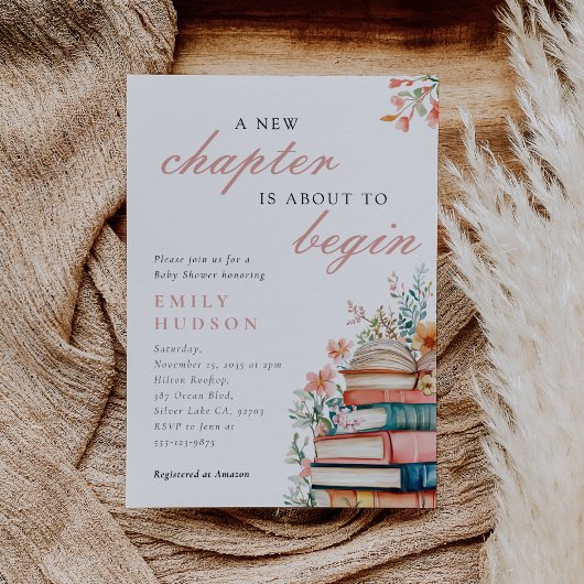 A New Chapter Floral Baby Shower 招待状
