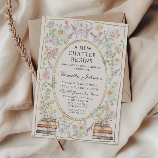 A new chapter Floral Storybook Bridal Shower 招待状