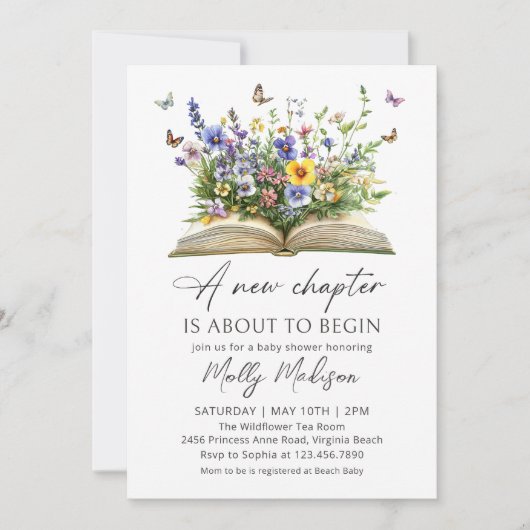 A new Chapter Is About To Begin Baby Shower 招待状 (正面)